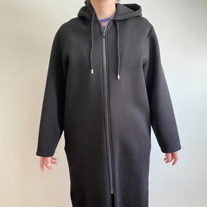 COS Scuba long black hoodie jacket coat - unisex